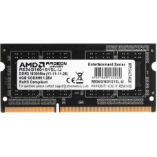 Оперативная память для ноутбука 4Gb DDR3L 1600MHz AMD Radeon R5 Entertainment Series R534G1601S1SL-U