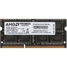 Оперативная память для ноутбука 4Gb DDR3 1600MHz AMD Radeon R5 Entertainment Series R534G1601S1S-U