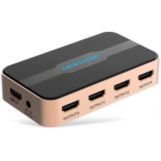 Сплиттер HDMI Vention ACCG0-EU <1 In 4 Out HDMI Splitter 4K@30Hz Gold Aluminum Alloy Type EU Stand>