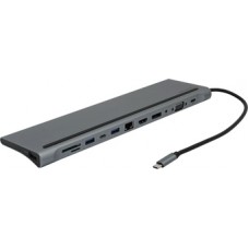 Докстанция Vention THSHC <Multi-function USB-C to DP/HDMI/VGA/USB-C Gen 1/USB 3.0x2/USB 2.0/RJ45/SD/TF/TRRS 3.5mm/PD Docking Station 0.25m Gray Metal Type>