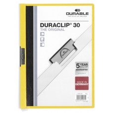 Папка пластиковая "Durable", 30л, А4, стальной клип, серия "Duraclip", жёлтая