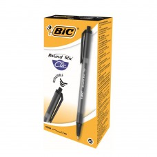 Ручка шариковая автоматическая "Bic Round Stic Clic", 1мм, чёрная, чернила на масляной основе, прозрачный корпус