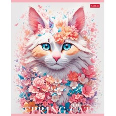 Тетрадь "Hatber", 48л, А5, клетка, на скобе, серия "Spring Cat"