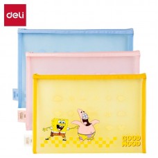 Папка-конверт на молнии Deli "SpongeBob", А4, сетка, ПВХ,  ассорти