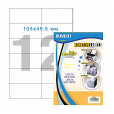 Этикетки самоклеящиеся KUVERT, А4, 105 х 49.5 мм., 12 шт/лист, 100 л.