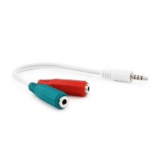 Аудиокабель Cablexpert CCA-417W, Белый, Cable Audio, 3.5mm/m - 2x3.5mm/f, 4 pin -> stereo + mono mic, 0.2m, white