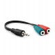 Аудиокабель Cablexpert CCA-417, Черный, Cable Audio, 3.5mm/m - 2x3.5mm/f, 4 pin -> stereo + mono mic, 0.2m, black