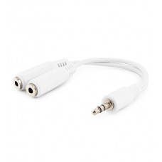 Аудиокабель Cablexpert CCA-415W, Белый, Cable Audio, 3.5mm/m - 2x3.5mm/f, 0.1m, white