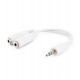 Аудиокабель Cablexpert CCA-415W, Белый, Cable Audio, 3.5mm/m - 2x3.5mm/f, 0.1m, white