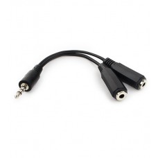 Аудиокабель Cablexpert CCA-415-0.1M, Черный, Cable Audio, 3.5mm/m - 2x3.5mm/f, 0.1m, black