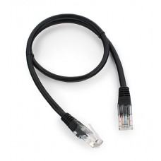 Патч-корд Cablexpert PP12-0.5M/BK, черный, Cable Patch cord UTP 5e-Cat 0.5 m