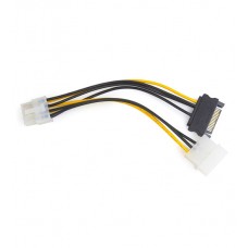 Кабель Molex 4 pin + SATA power  -> 8 pin, Cablexpert CC-PSU-82, Cable converter for power supply