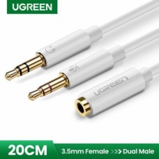 Аудиокабель Ugreen AV140 20897 Dual 3.5mm Male To 3.5mm Female Audio Cable White