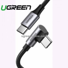 Кабель UGREEN US334 USB-C 2.0 to Angled USB-C M/M Cable Aluminium Shell with Braided 1m (Black)