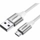 Кабель UGREEN US290 USB 2.0 A to Micro USB Cable Nickel Plating Aluminum Braid 1.5m (White), 60152