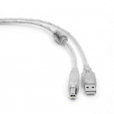 Кабель USB 2.0 Pro Cablexpert CCF-USB2-AMBM-TR-10, AM/BM, 3м, экран, феррит.кольцо, прозрачный, паке