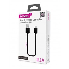 Кабель Olmio USB 2.0 - microUSB,  2м, 2.1A, черный