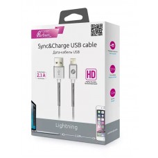 Кабель Olmio HD, USB 2.0 - lightning, 1.2м, 2.1A, белый