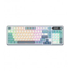 Клавиатура USB, Royal Kludge RKS98, KeyBoard mechanical,Chartreuse switch,98 keys,2,4/BT/cable,LCD,Light Cloud