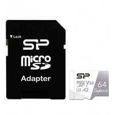 Карта памяти SDXC Silicon Power, SP064GBSTXDA2V20SP, 64GB, Class 10, MemoryCard micro +adapter