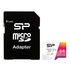 Карта памяти SDXC Silicon Power, SP064GBSTXBV1V20SP, 64GB, Class 10, MemoryCard micro +adapter