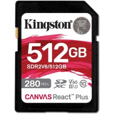 Карта памяти SD, Kingston Canvas React Plus, 512GB, SDR2V6/512GB, UHS-II, R280/W150, V60