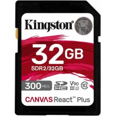 Карта памяти SD, Kingston Canvas React Plus, 32GB, SDR2/32GB, UHS-II, R300/W260