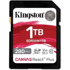 Карта памяти SD, Kingston Canvas React Plus, 1Tb, SDR2V6/1TB, UHS-II, R280/W150, V60