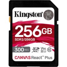 Карта памяти SD, Kingston Canvas React Plus, 256GB, SDR2/256GB, UHS-II, R300/W260 + USB Adapter