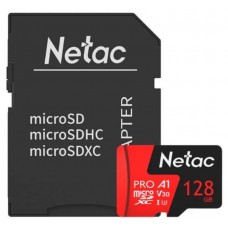 Карта памяти MicroSD, Netac P500 Extreme Pro 128GB 100MB/s Class 10, + SD Adapter