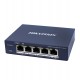 Коммутатор  4 port 10/100/1000M Hikvision DS-3E0505HP-E, 3xGb PoE, 1xGb Hi-PoE, 1xGb RJ45, PoE 60W, desk