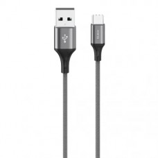 Кабель Olmio BASIC, USB 2.0 - Type-C, 1.2м, 2.1A, тканевая оплетка, белый