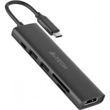 Адаптер A4tech DST-60C <100W, 1 x USB-C PD, 2 x USB 3.0, 4K HDMI@60Hz, 1 x TF, 1 x SD>