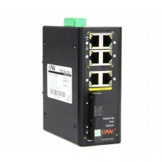 Коммутатор PoE индустриальный 4-портовый ONV IPS31084PF-M <4 порта 10/100Mbps PoE 802.3af/at (max 30W на порт), 2 порта Fast Ethernet, 2 порта Optical 10/100M SC Multimode (2km) Dual Fiber, 1310nm (Модуль в комплекте), бюджет мощности PoE 60W (адаптер 