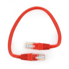 Патч-корд Cablexpert PP12-0.25M/R, красный, Cable Patch cord UTP 5e-Cat 0.25 m