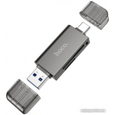 Картридер Hoco HB39, USB-A, USB-C, Gray